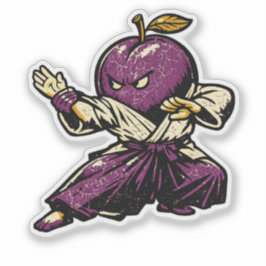 Pruim Aikido Flow — Vintage Retro Harmonie Strijde Sticker