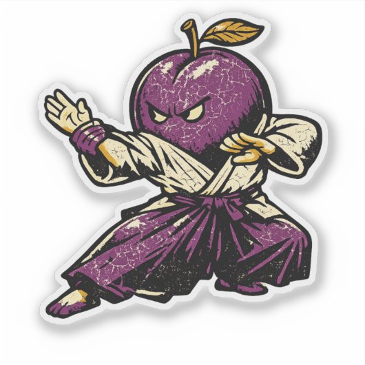 Pruim Aikido Flow — Vintage Retro Harmonie Strijde Sticker (Voorkant)
