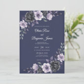 Pruim Amethyst Blad Bruiloft Kaart (Staand voorkant)