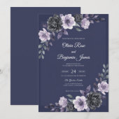 Pruim Amethyst Blad Bruiloft Kaart (Voorkant / Achterkant)