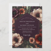 Pruim Anemoon Botanische Romantische Bruiloft Kaart (Voorkant)