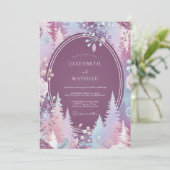 Pruim Bevroren Dennen Eucalyptus Bruiloft Kaart (Staand voorkant)