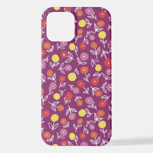 Pruim Bloem Ditsy iPhone Hoesje iPhone 12 Hoesje (Achterkant)