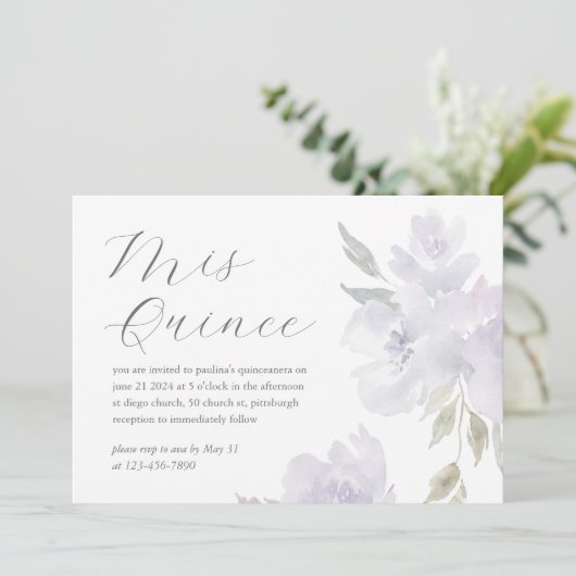  pruim bloemen15 jaar verjaardag quinceañera kaart (Staand voorkant)