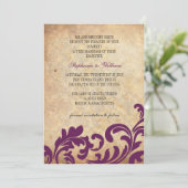 Pruim Bloemen Swirl Bruiloft Uitnodiging (Staand voorkant)