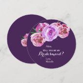 Pruim bloemenpastel roze violette pioenen bruidsme kaart (Voorkant / Achterkant)