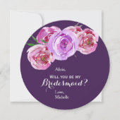 Pruim bloemenpastel roze violette pioenen bruidsme kaart (Voorkant)