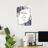 Pruim Bloemige Ongelikte Trouwposter Poster (Thuiskantoor)