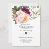 Pruim & Blush Bloem Virtuele Baby Shower of Bruilo Kaart (Voorkant)