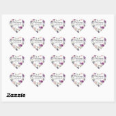 Pruim Blush Bloemen Hart Envelop Afdichting Sticker (Vel)