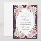 Pruim Blush Ranunculus Eucalyptus Bruiloft Kaart (Voorkant / Achterkant)