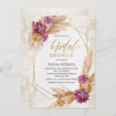 Pruim Boho Pampas Gras Geometrische Bruidsdouche Kaart (Voorkant / Achterkant)