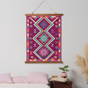 Pruim Boho Zuidwesters Geometrisch Volkskunstpatro Hangend Wandkleed