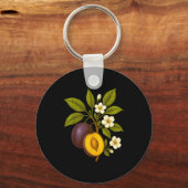 Pruim Botanische Fruit Grafische Boomgaard Boerder Sleutelhanger (Voorkant)
