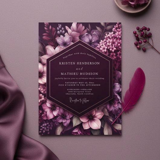 Pruim Botanische Gril Huwelijk Kaart