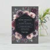 Pruim Botanische Moody Romantische Bruiloft Kaart (Staand voorkant)