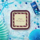 Pruim Bourgogne en Cream Square Papieren Bordje (Feest)