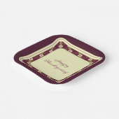 Pruim Bourgogne en Cream Square Papieren Bordje (Gebogen)
