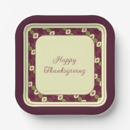 Pruim Bourgogne en Cream Square Papieren Bordje