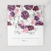 Pruim Bourgondië en Blush Floral Plaatskaartje (Buitenkant ongevouwen)