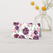 Pruim Bourgondië en Blush Floral Plaatskaartje (Achterkant)