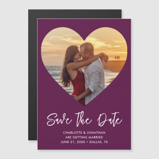 Pruim bruiloft foto Bewaar de datum magnetische Ka (Voorkant / Achterkant)