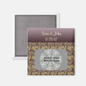 Pruim bruin bloemen bruiloft foto magneet (Voorkant / Achterkant)