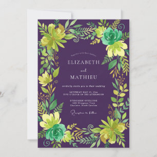 Pruim Chartreuse Loof Eucalyptus Bruiloft Kaart