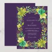 Pruim Chartreuse Loof Eucalyptus Bruiloft Kaart (Voorkant / Achterkant)