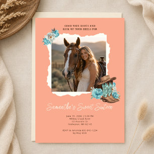Pruim Cowgirl Foto Sweet Sixteen Verjaardag Kaart
