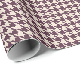 Pruim & Crème Houndstooth Patroon | Elegante Klass Cadeaupapier