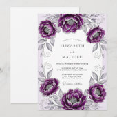 Pruim Elegante Botanische Bruiloft Kaart (Voorkant / Achterkant)