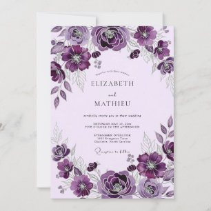 Pruim Elegante Botanische Bruiloft Kaart