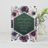 Pruim Emerald Anemoon Bruiloft Kaart (Staand voorkant)