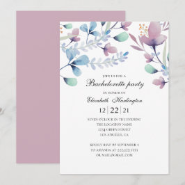 Pruim en blauwe bloemen. Bloemen vrijgezellenfeest Kaart