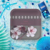 Pruim en Blauwgroen groen vierkant Papieren Bordje (Feest)