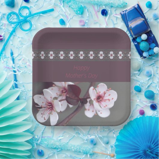 Pruim en Blauwgroen groen vierkant Papieren Bordje (Feest)