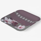 Pruim en Blauwgroen groen vierkant Papieren Bordje (Gebogen)