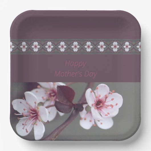 Pruim en Blauwgroen groen vierkant Papieren Bordje (Voorkant)