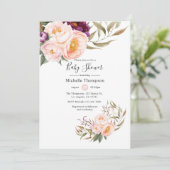 Pruim- en Blush Bloemenkindercadeau Kaart (Staand voorkant)