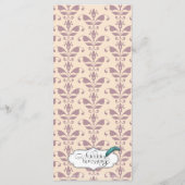 Pruim en Champagne Damask Bruiloft Menu (Achterkant)