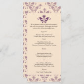 Pruim en Champagne Damask Bruiloft Menu (Voorkant / Achterkant)