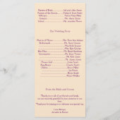 Pruim en Champagne Floral Scroll bruiloft programm Programmakaart (Achterkant)