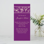 Pruim en Champagne Floral Scroll bruiloft programm Programmakaart (Staand voorkant)