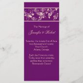 Pruim en Champagne Floral Scroll bruiloft programm Programmakaart (Voorkant)