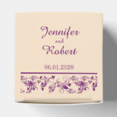 Pruim en Champagne Scroll Bruiloft Favor Box Bedankdoosjes (Bovenkant)