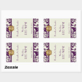 Pruim en Crème Monogram Bruiloft Wijn Sticker (Vel)