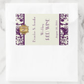 Pruim en Crème Monogram Bruiloft Wijn Sticker (Tas)