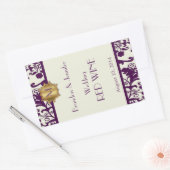 Pruim en Crème Monogram Bruiloft Wijn Sticker (Envelop)