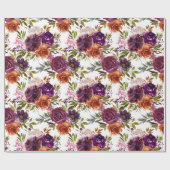 Pruim en gember bloemmotief cadeaupapier (Vlak)